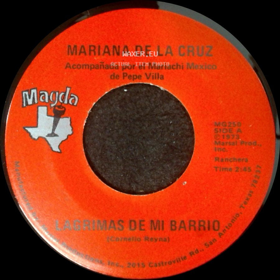 Mariana De La Cruz - Lagrimas De Mi Barrio / Quiero Mas Amor side A