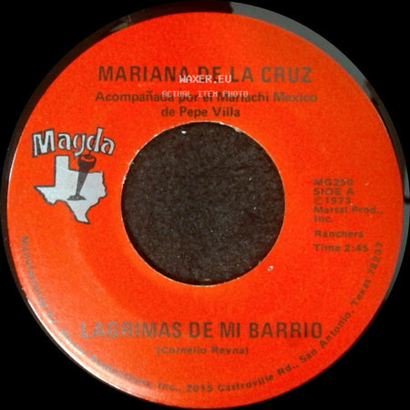 Mariana De La Cruz - Lagrimas De Mi Barrio / Quiero Mas Amor side A