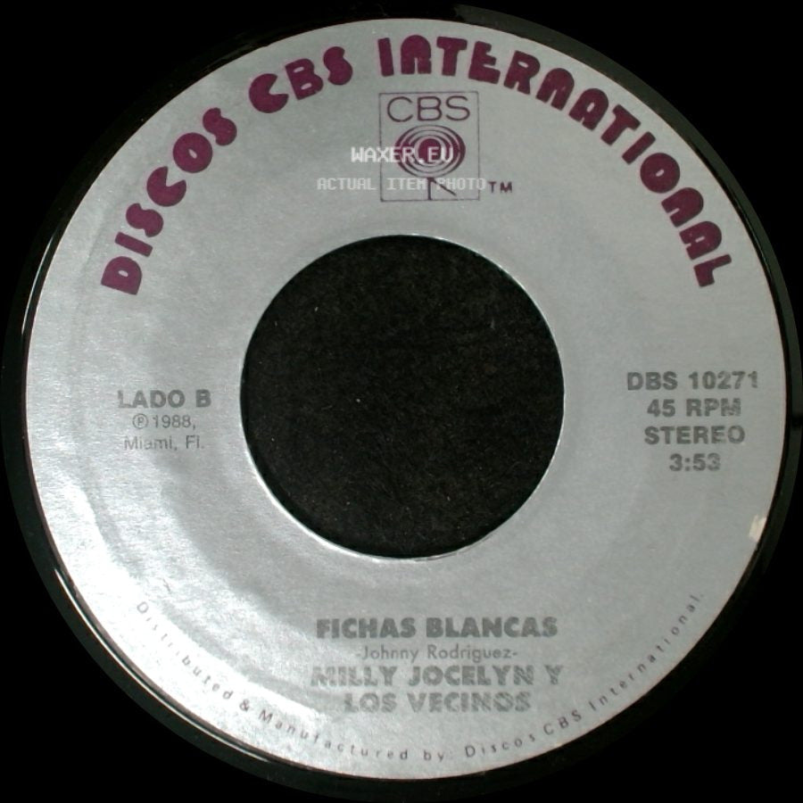 Milly Jocelyn Y Los Vecinos - Pa'lante Y Con La Careta / Fichas Blancas side B