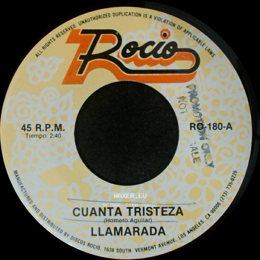 Llamarada - Cuanta Tristeza / Esta Maldita Costumbre side A