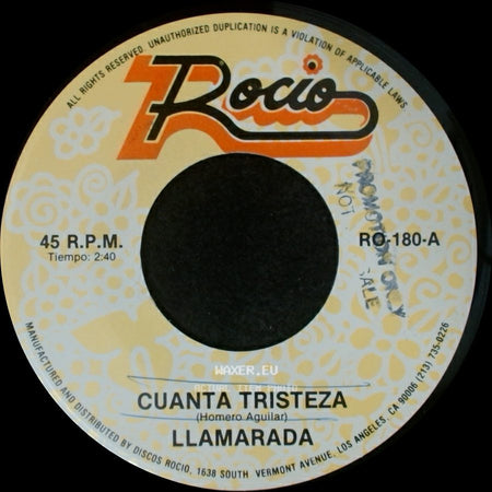 Llamarada - Cuanta Tristeza / Esta Maldita Costumbre side A