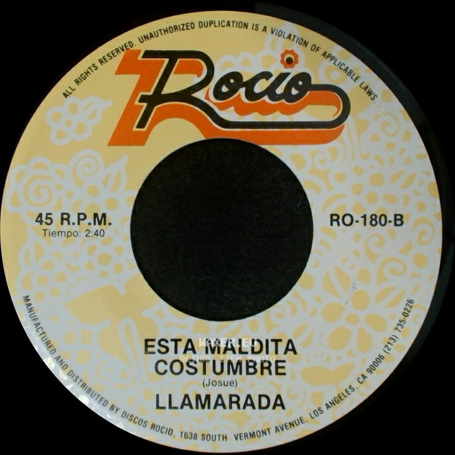 Llamarada - Cuanta Tristeza / Esta Maldita Costumbre side B