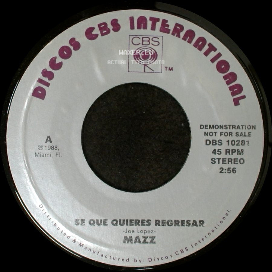 Mazz - Se Que Quieres Regresar / Se Que Quieres Regresar side A