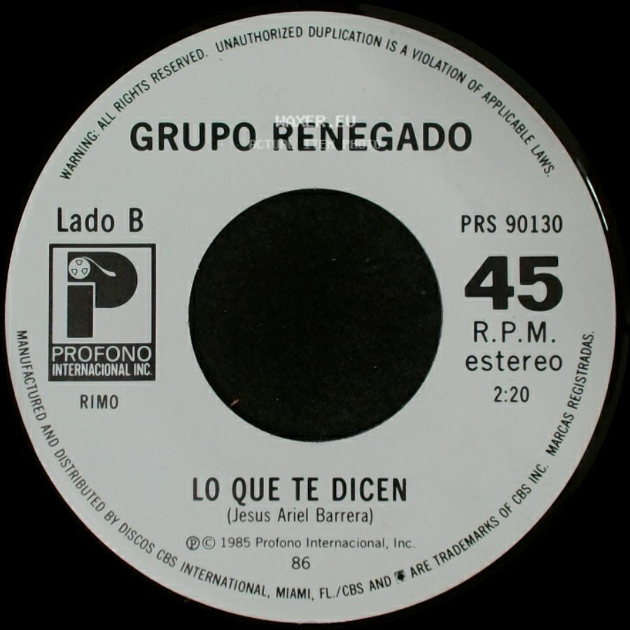 Grupo Renegado - Decidete / Lo Que Te Dicen side B