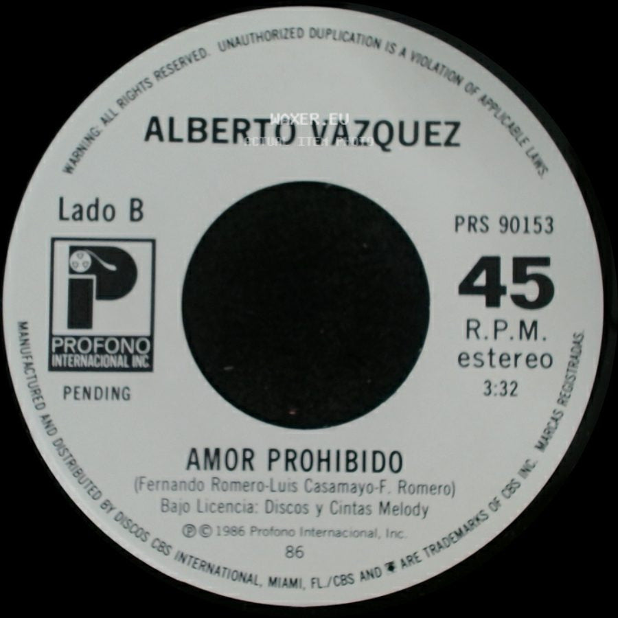 Alberto Vazquez - Y Tu Que Sabes / Amor Prohibido side B