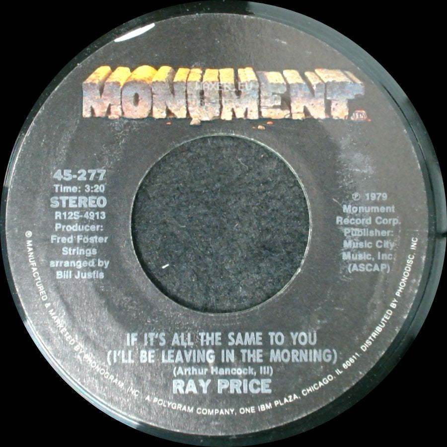 Ray Price - There's Always Me / If It's All The Same To You (I'll Be Leaving In The Morning) side B