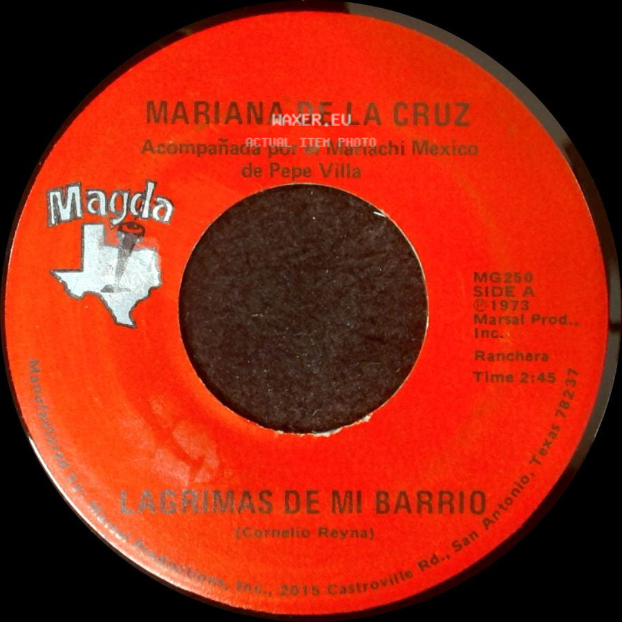 Mariana De La Cruz - Lagrimas De Mi Barrio / Quiero Mas Amor side A