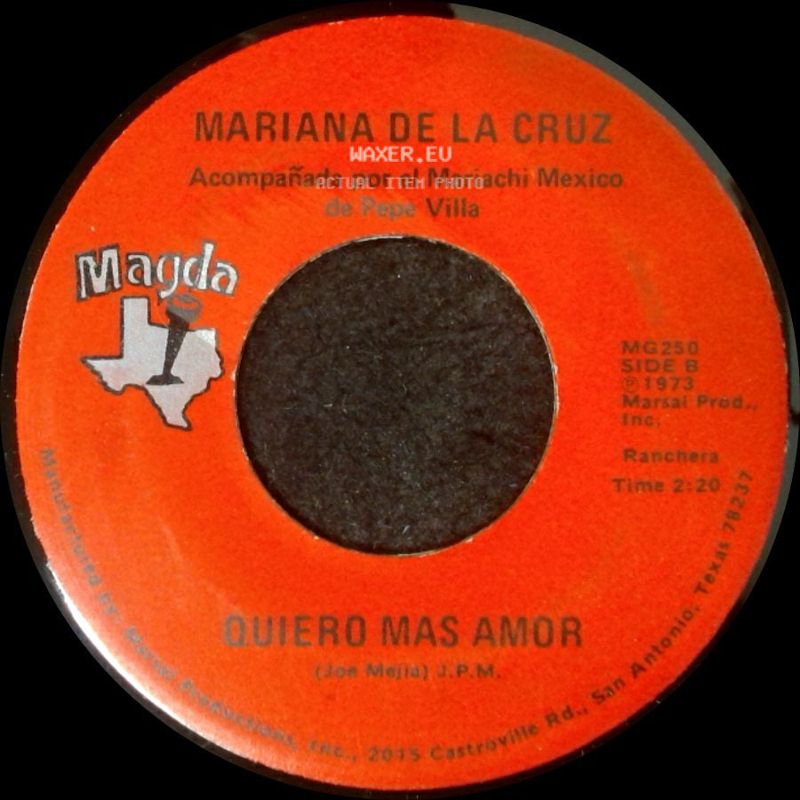 Mariana De La Cruz - Lagrimas De Mi Barrio / Quiero Mas Amor side B