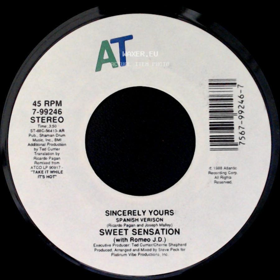 Sweet Sensation (With Romeo J.D.) / Sweet Sensation - Sincerely Yours (Spanish Version) / Sincerely Yours side A