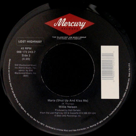 Willie Nelson - Mendocino County Line With Lee Ann Womack / Maria (Shut Up And Kiss Me) side B