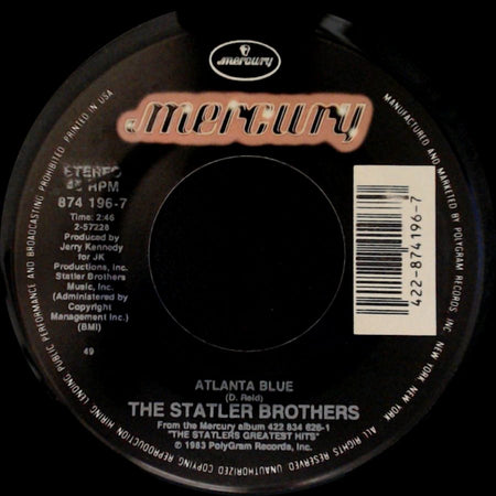 The Statler Brothers - More Than A Name On A Wall / Atlanta Blue side B