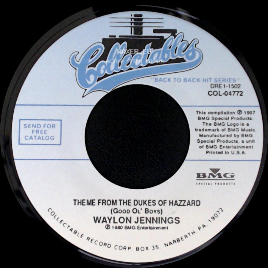 Waylon Jennings - Luckenbach, Texas (Back To The Basics Of Love) / Theme From The Dukes Of Hazzard (Good Ol' Boys) side B
