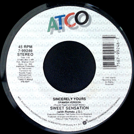 Sweet Sensation (With Romeo J.D.) - Sincerely Yours / Sincerely Yours Spanish Version side B