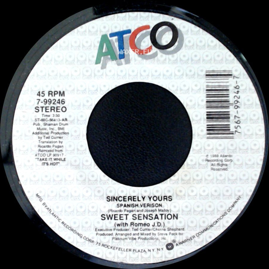 Sweet Sensation (With Romeo J.D.) - Sincerely Yours / Sincerely Yours Spanish Version side B
