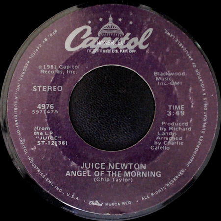 Juice Newton - Angel Of The Morning / Headin' For A Heartache side A