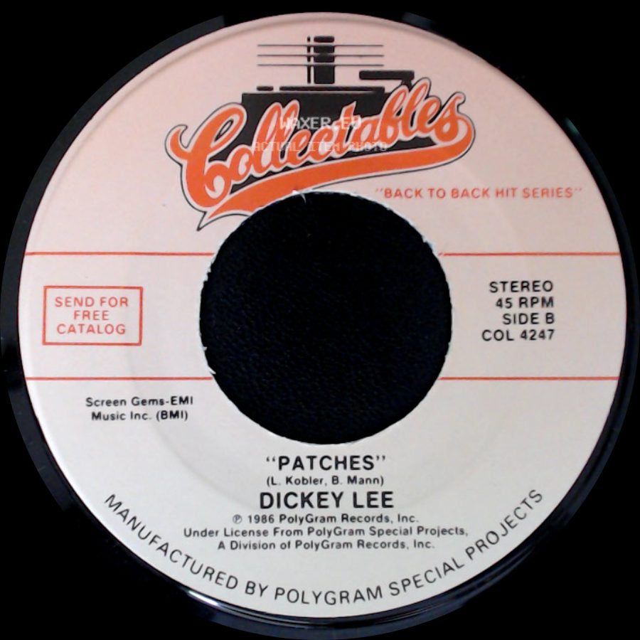 The Angels / Dickey Lee - My Boy Friend's Back / Patches side B