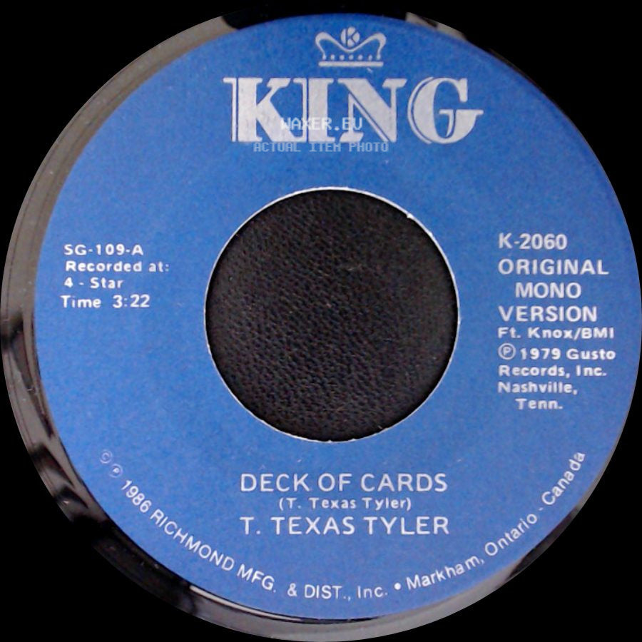 T. Texas Tyler - Deck Of Cards / Remember Me side A