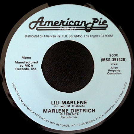 Marlene Dietrich / The First Edition - Lili Marlene / Just Dropped In (To See What Condition My Condition Was In) side A