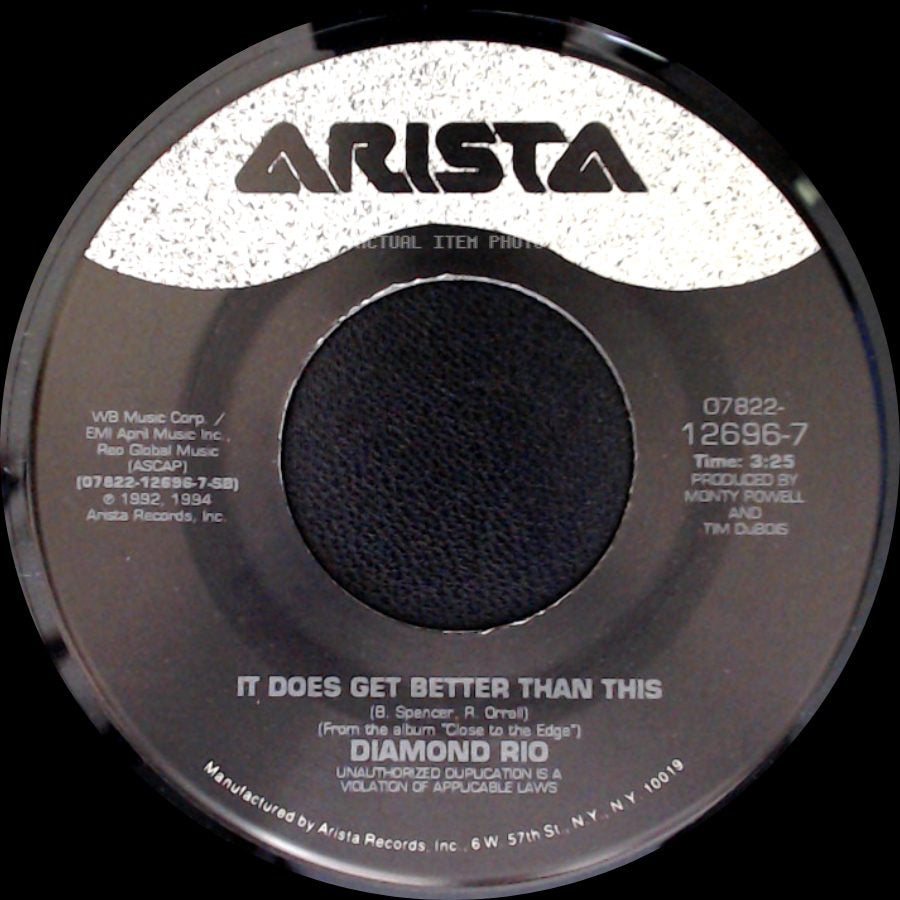 Diamond Rio - Love A Little Stronger (Edited Version) / It Does Get Better Than This side B
