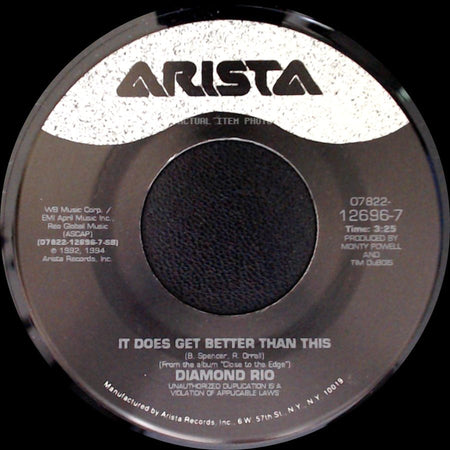 Diamond Rio - It Does Get Better Than This / Love A Little Stronger (Edited Version) side A