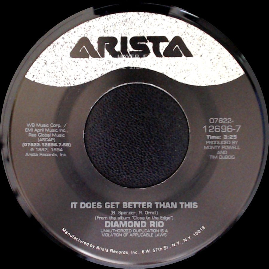 Diamond Rio - Love A Little Stronger (Edited Version) / It Does Get Better Than This side B