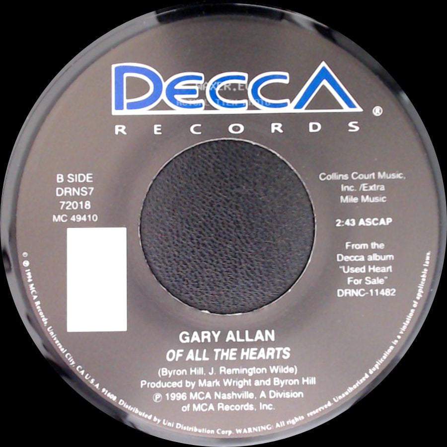 Gary Allan - Living In A House Full Of Love / Of All The Hearts side B