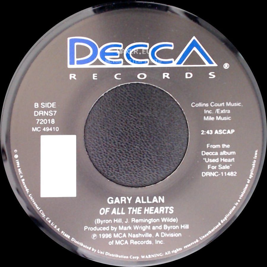 Gary Allan - Living In A House Full Of Love / Of All The Hearts side B