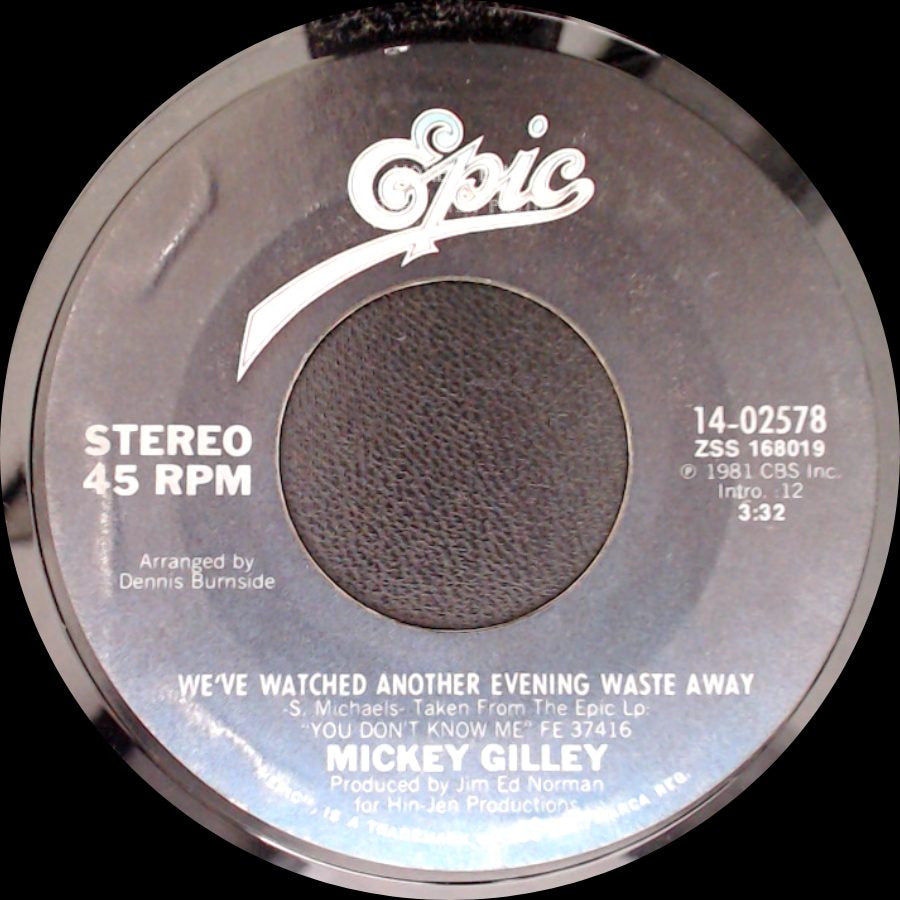 Mickey Gilley - Lonely Nights / We've Watched Another Evening Waste Away side B