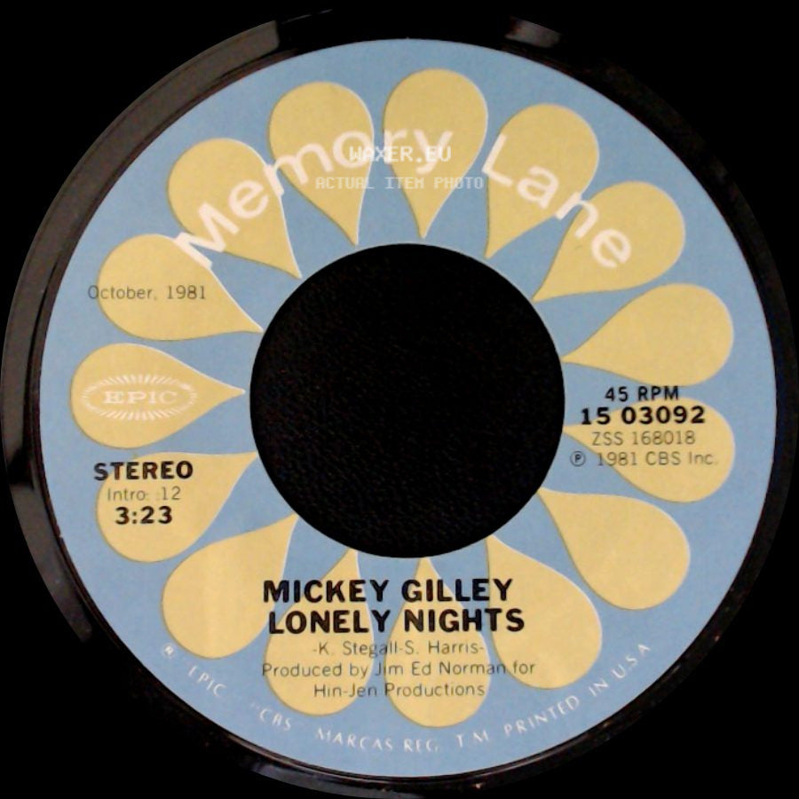 Mickey Gilley - Tears Of The Lonely / Lonely Nights side B