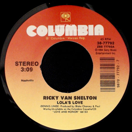 Ricky Van Shelton - Been There, Done That / Lola's Love side B