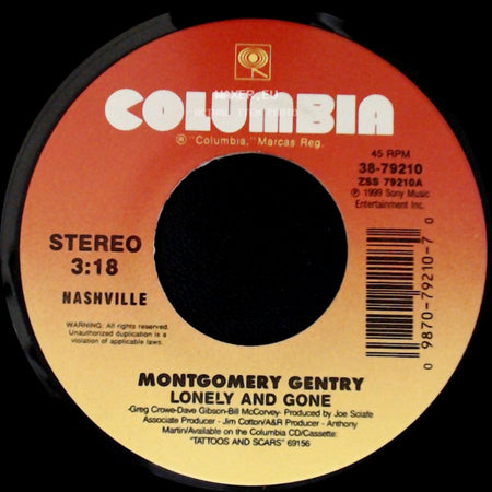 Montgomery Gentry - Lonely And Gone / Hillbilly Shoes side A