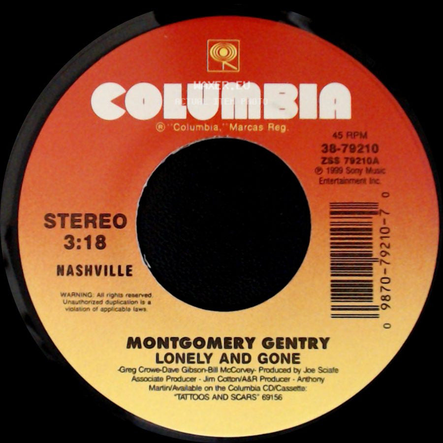 Montgomery Gentry - Hillbilly Shoes / Lonely And Gone side B