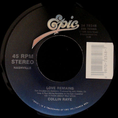 Collin Raye - Love Remains / I Love Being Wrong side A