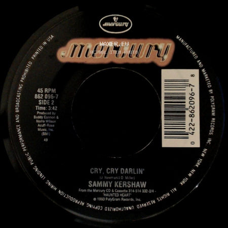 Sammy Kershaw - Haunted Heart / Cry, Cry Darlin' side B