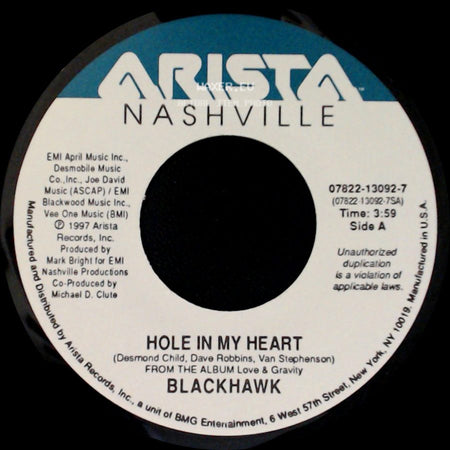 Blackhawk - Hole In My Heart / She Dances With Her Shadow side A
