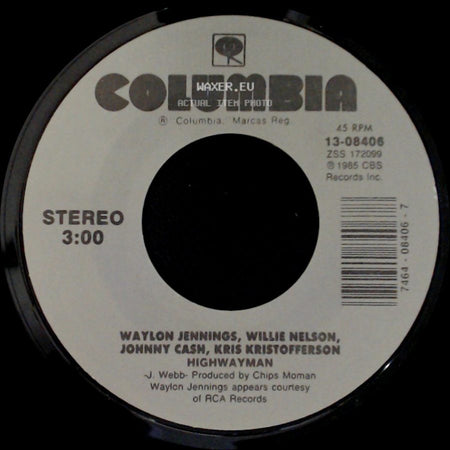 Waylon Jennings, Willie Nelson, Johnny Cash, Kris Kristofferson - Highwayman / Desperados Waiting For A Train side A