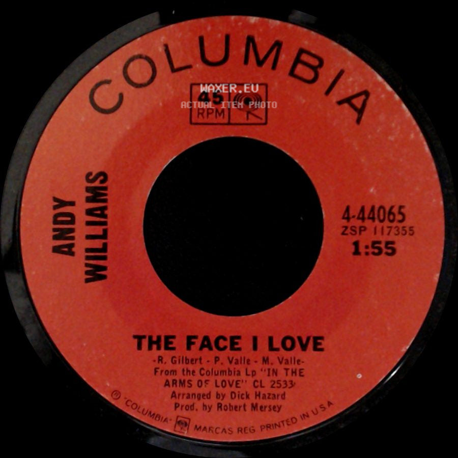 Andy Williams - The Face I Love / Music To Watch Girls By side A