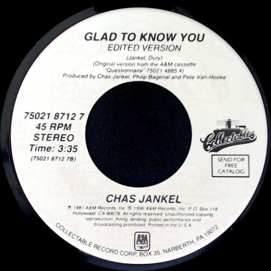 Bell & James / Chas Jankel - Livin' It Up (Friday Night) / Glad To Know You side B