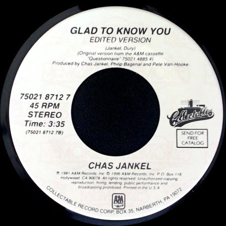 Bell & James / Chas Jankel - Livin' It Up (Friday Night) / Glad To Know You side B