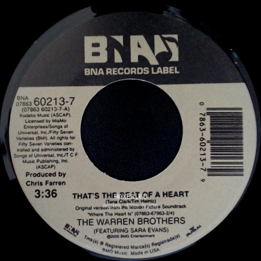 The Warren Brothers (Featuring Sara Evans) / Coley Mccabe - That's The Beat Of A Heart / Grow Young With You side A