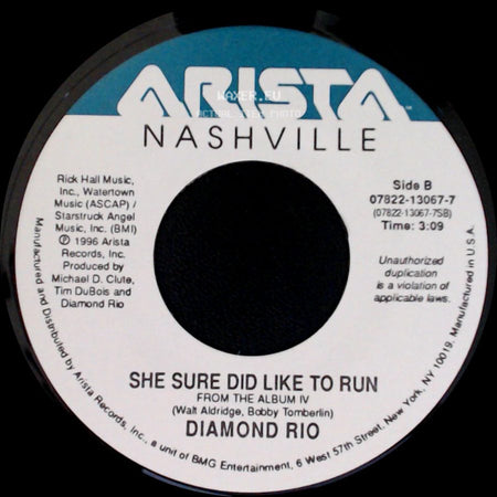 Diamond Rio - Holdin' / She Sure Did Like To Run side B
