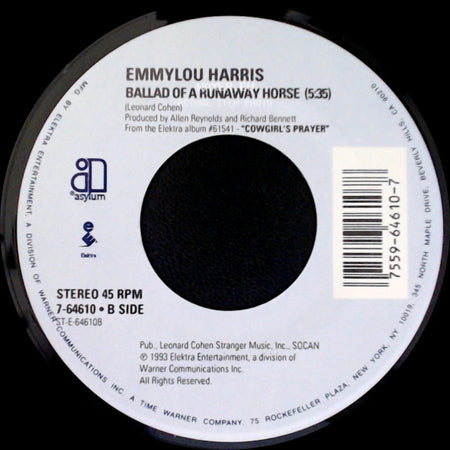 Emmylou Harris - High Powered Love / Ballad Of A Runaway Horse side B
