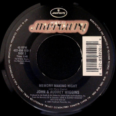 John & Audrey Wiggins - Has Anybody Seen Amy / Memory Making Night side B