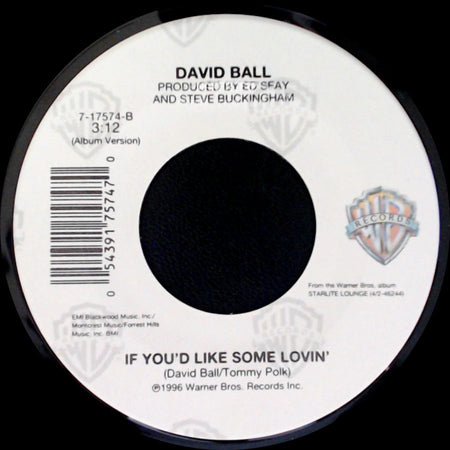 David Ball - Hangin' In And Hangin' On / If You'd Like Some Lovin' side B