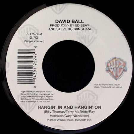 David Ball - Hangin' In And Hangin' On / If You'd Like Some Lovin' side A