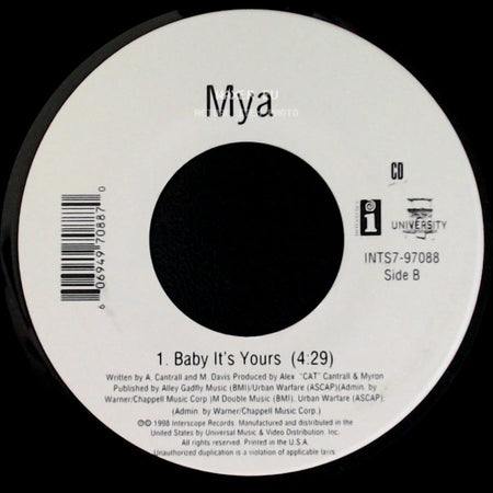 Mya - My First Night With You / Baby It's Yours side B