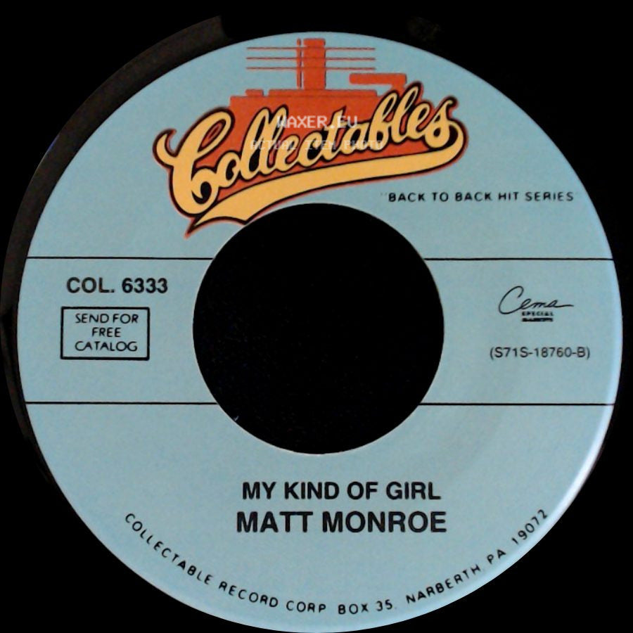 Matt Monroe - Walk Away / My Kind Of Girl side B