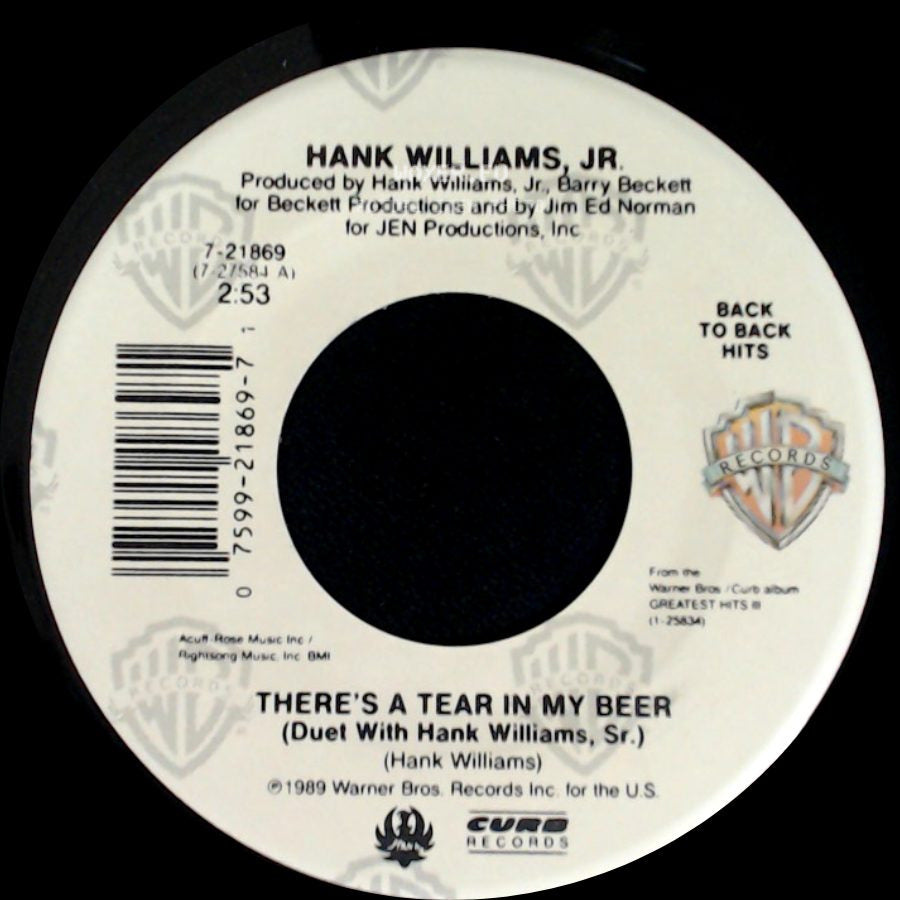Hank Williams, Jr. - There's A Tear In My Beer (Duet With Hank Williams, Sr.) / Finders Are Keepers side A