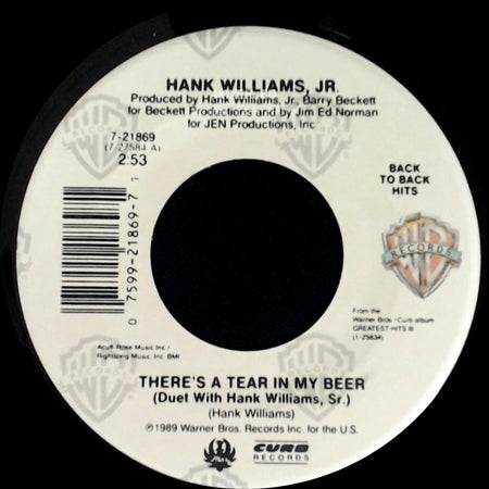 Hank Williams, Jr. - There's A Tear In My Beer (Duet With Hank Williams, Sr.) / Finders Are Keepers side A
