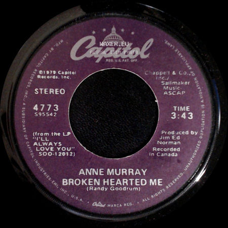Anne Murray - Why Don't You Stick Around / Broken Hearted Me side B